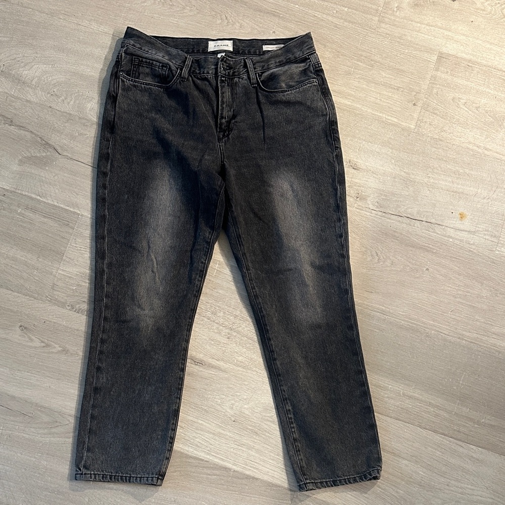 Frame Denim Washed Black Cropped Jeans